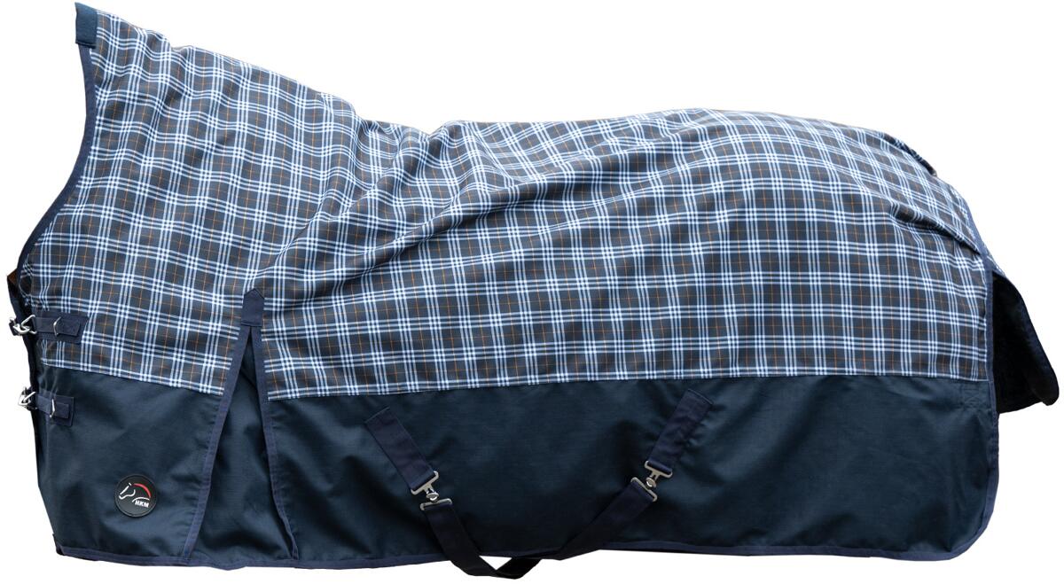 HKM Glasgow Highneckdecke, 1200D glattes Futter, dunkelblau Karo, 155cm