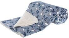 Coperta Trixie Tammy, morbido peluche, 100x70cm, blu/beige