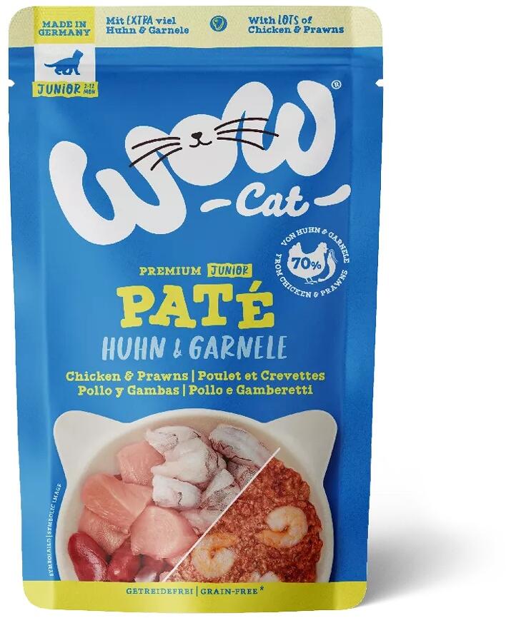 WOW Junior Premium Paté Nassfutter, Huhn & Garnele, 12x125g