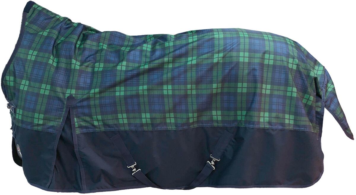 HKM Pittsburgh Karo Highneckdecke, 600D, 300g Füllung, navy/grün karo, 155cm