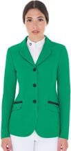 Giacca da gara da donna Equestro Technical 1/2 Mesh, 3 bottoni, traforata, verde ultramarino, XS