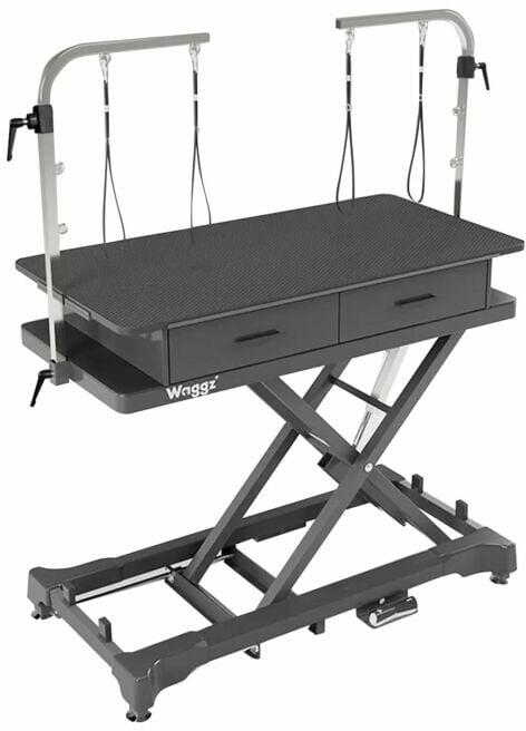 Waggz Store-Low Trimmtisch mit Schubladen, elektrisch, 127x66x42-117cm, schwarz