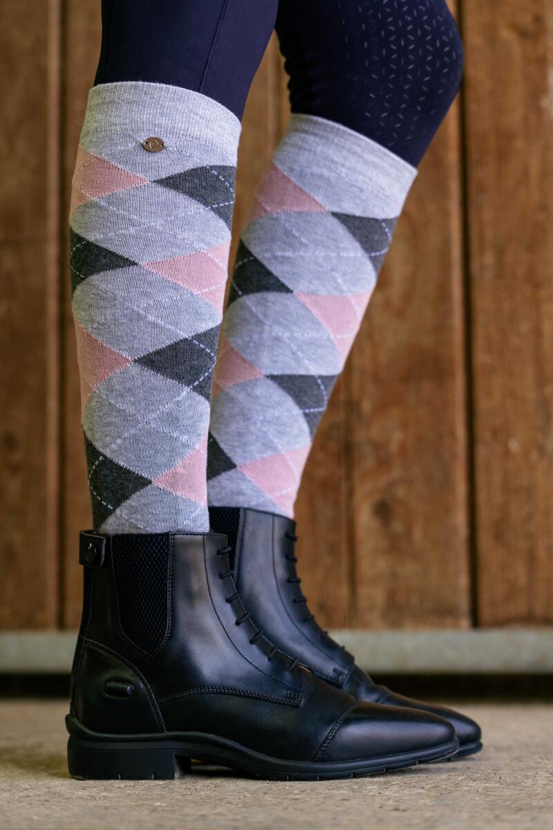 EQUITHÈME Argyle Socken, hellgrün/altrosa, 39-41