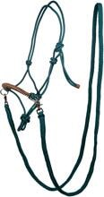Cavezza con nodo di strass HKM con redini, petrolio/marrone, warmblood