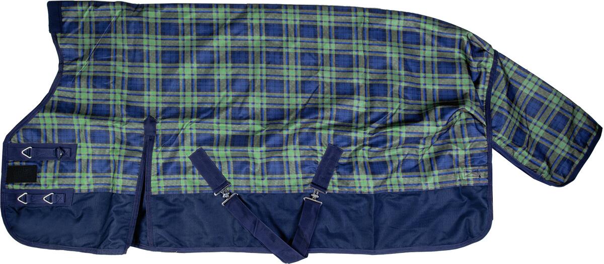 HKM Milwaukee Karo Highneckdecke, 1200D, 100g Füllung, navy/grün karo, 155cm