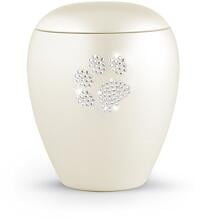Urna per animali in ceramica Völsing, impronta di zampa in cristalli, color champagne madreperla, 2,8 L