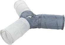 Trixie play tunnel, 4 entrances with spiral spring, nylon, dark grey/light grey, 3xø22x50cm