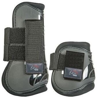 HKM Springgamaschen/Streichkappen Set, 4 Stück, schwarz/schwarz, Vollblut/Warmblut