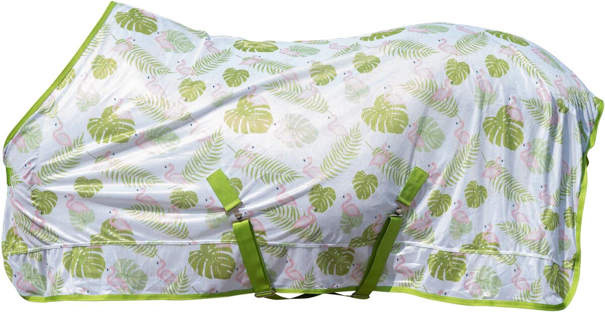 HKM Flamingo Fliegendecke, grün/pink, 125cm