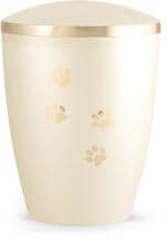Urna per animali Völsing Elegance Edition, motivo zampe dorato lucido, madreperla color champagne, 2,8 L