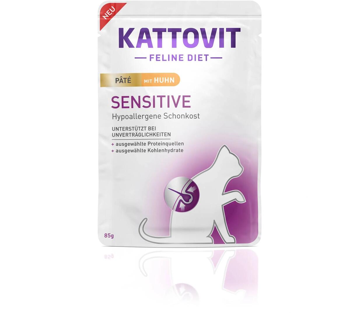Kattovit Diet Sensitive Paté Nassfutter mit Huhn, 10x85g