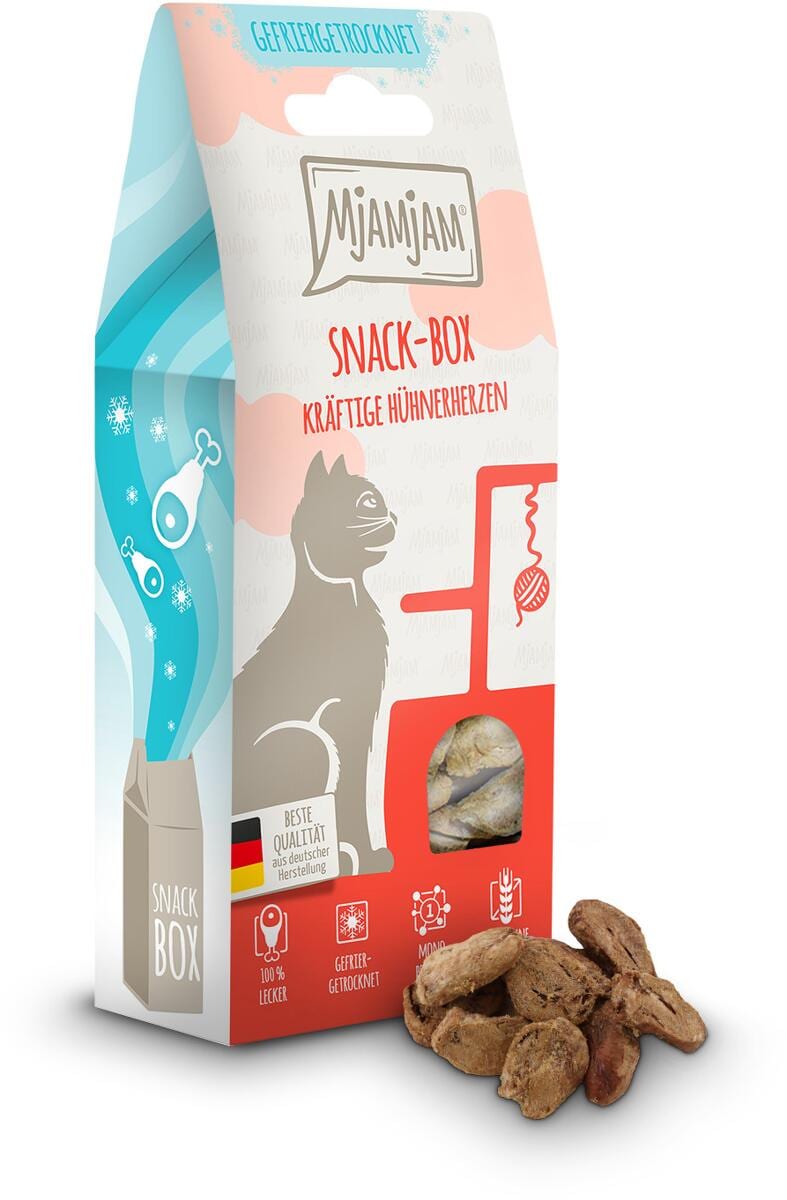Mjamjam Snackbox Katzensnack, Hühnerherzen, 5x35g