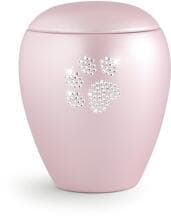 Urna per animali in ceramica Völsing, impronta di zampa in cristalli, color madreperla rosata, 2,8 L