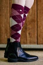 Calzini EQUITHÈME Argyle, bordeaux/rosa antico, taglia 31-35
