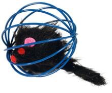 Karlie Gitterball mit Plüschmaus Katzenspielzeug, Metall, 5cm