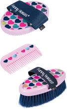 HKM Funny Horses Hearts Putzset, rosa