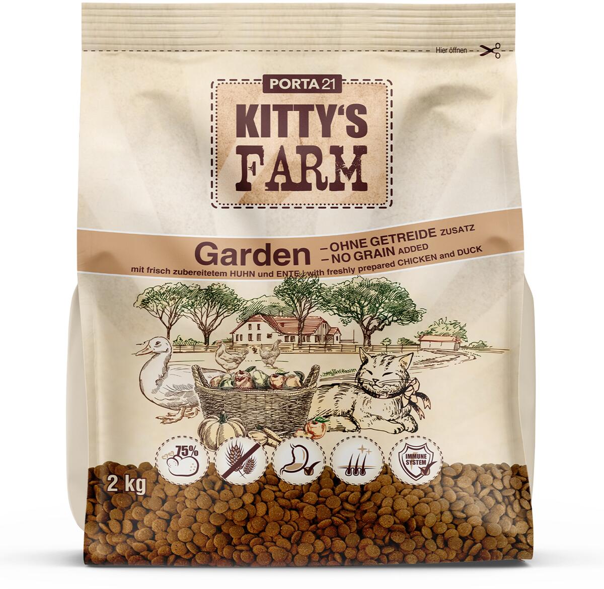 Porta21 Kittys Farm Garden Trockenfutter, getreidefrei, 2kg