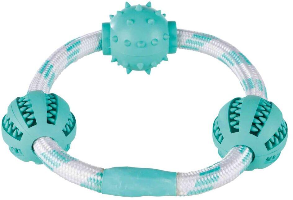 Trixie Denta Fun Seilringm. Bällen, Minze, Naturgummi, ø20cm/ø5cm