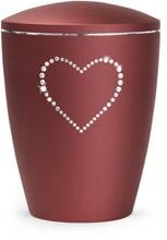 Urna per animali Völsing Elegance Edition, cuore di cristallo, velluto rubino, 0,5 L