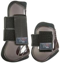 HKM Set di stivali da salto/copristivali, 4 pezzi, marrone scuro/nero, pony