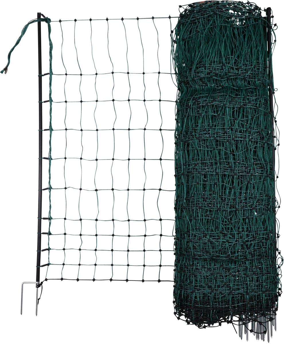KERBL Hobbyfarming Geflügelnetz, elektrifiziert, Doppelspitze, grün, 50mx106cm