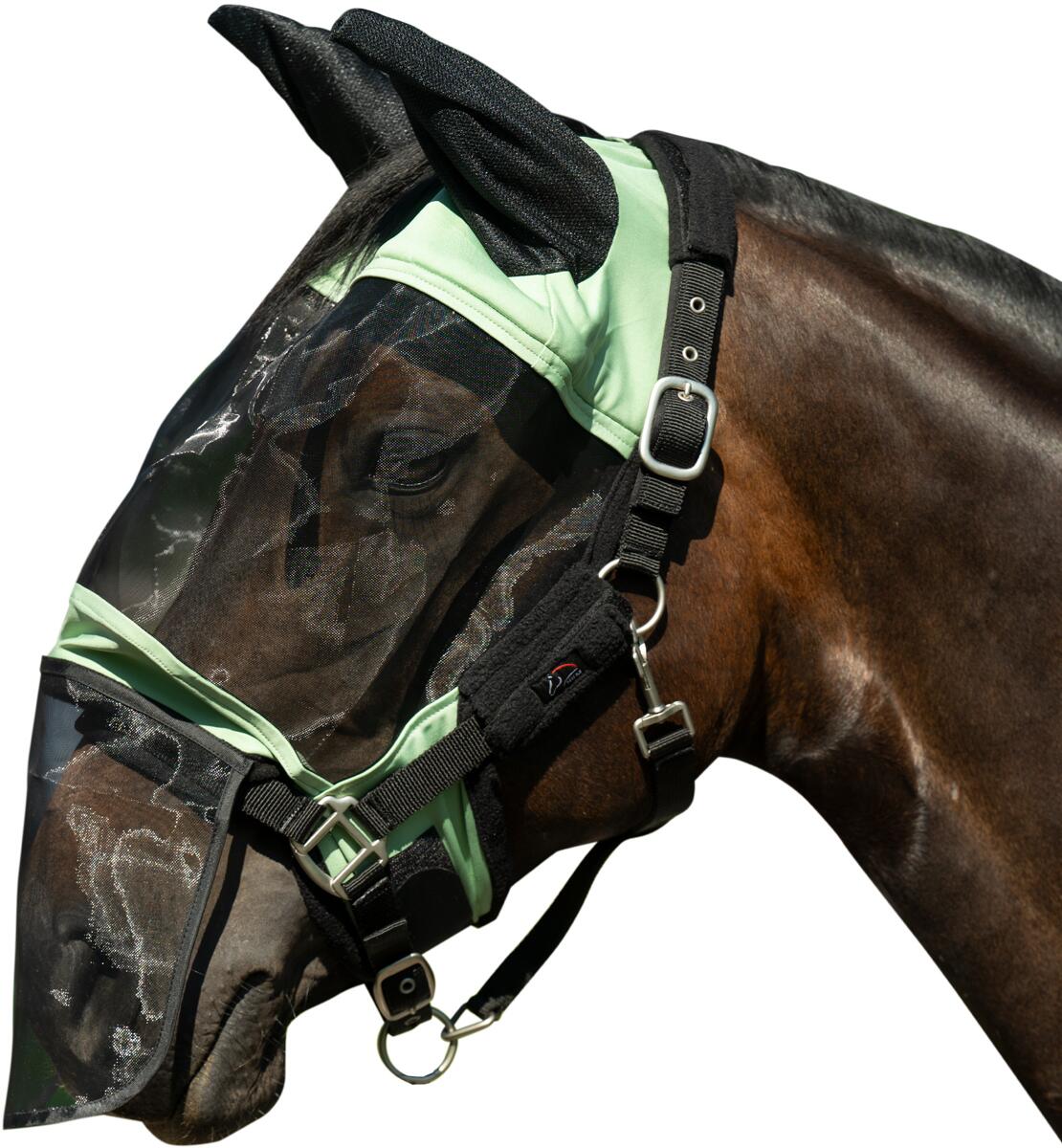 HKM Premium Fliegenschutzmaske mit Nüsternschutz, jade, Warmblut