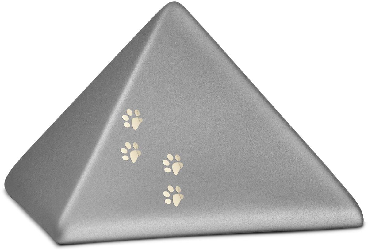 Völsing Pyramide Tierurne, 4 glänzende Pfötchenmotive, 1,5L, velvet steingrau, gold