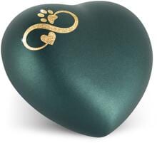 Urna per animali Völsing Herz Edition, Sparkling Star Infinity Cuore/Zampa oro, velluto petrol, 0,5 L
