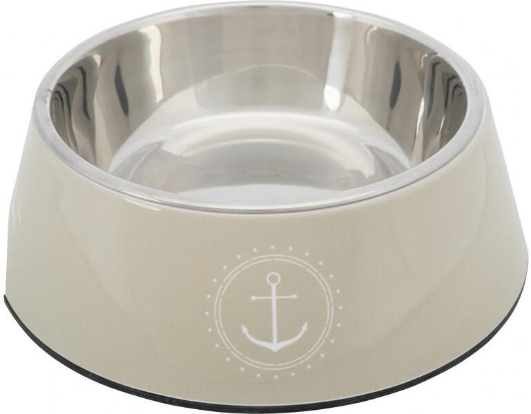 Trixie BE NORDIC Napf | Melamin/Edelstahl | für Hunde & Katzen | Weiß | 0,4 l/ø 17 cm