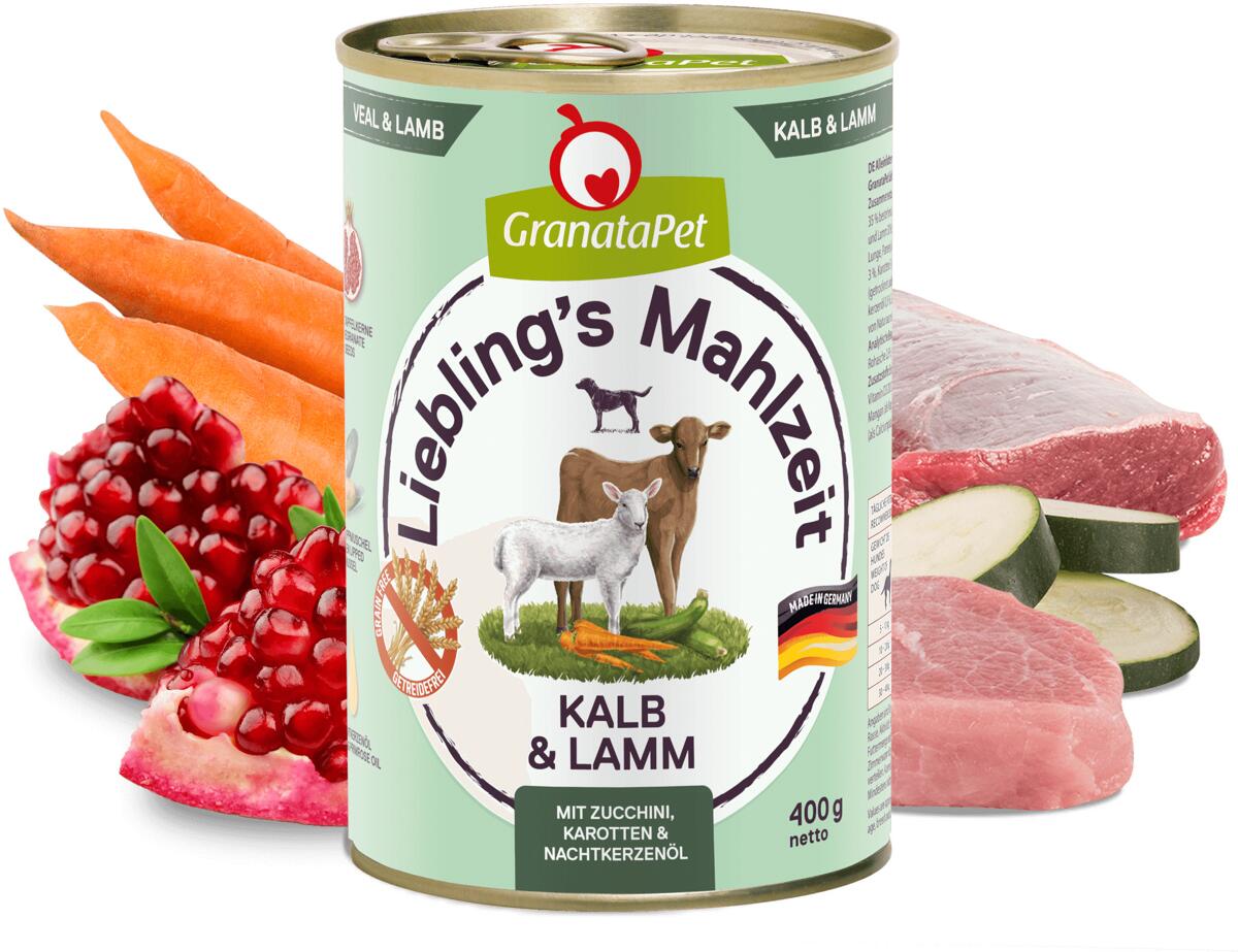 GranataPet Lieblings Mahlzeit Nassfutter mit Kalb & Lamm, 6x400g