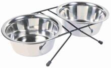 Set di ciotole Trixie, acciaio inox/metallo, 2x0,75L/ø17cm/33x8x19cm