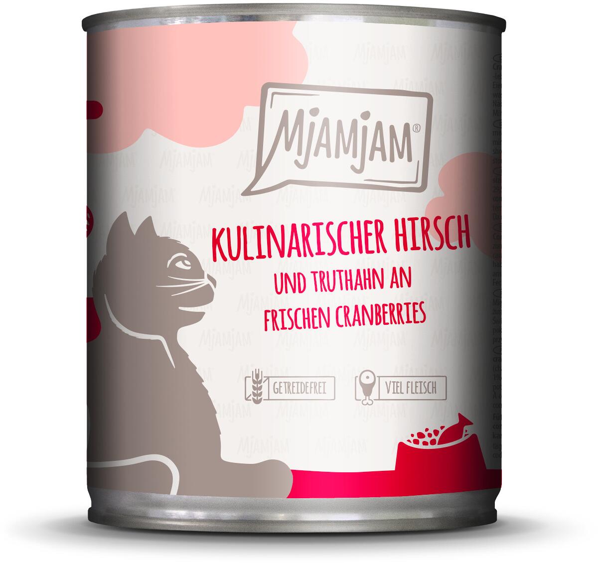 Mjamjam Katzenfutter mit Hirsch, Truthahn & Cranberries, 6x800g