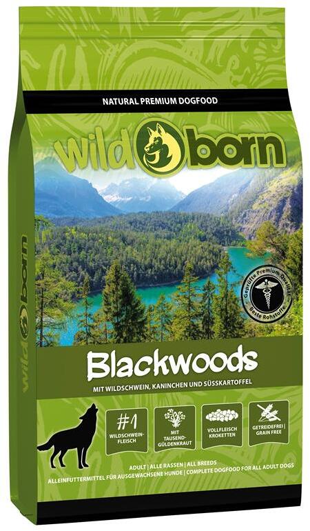 Wildborn Blackwoods | mit Wildschweinfleisch, Kaninchen & Süßkartoffel | getreidefreies Hundefutter | 12 kg