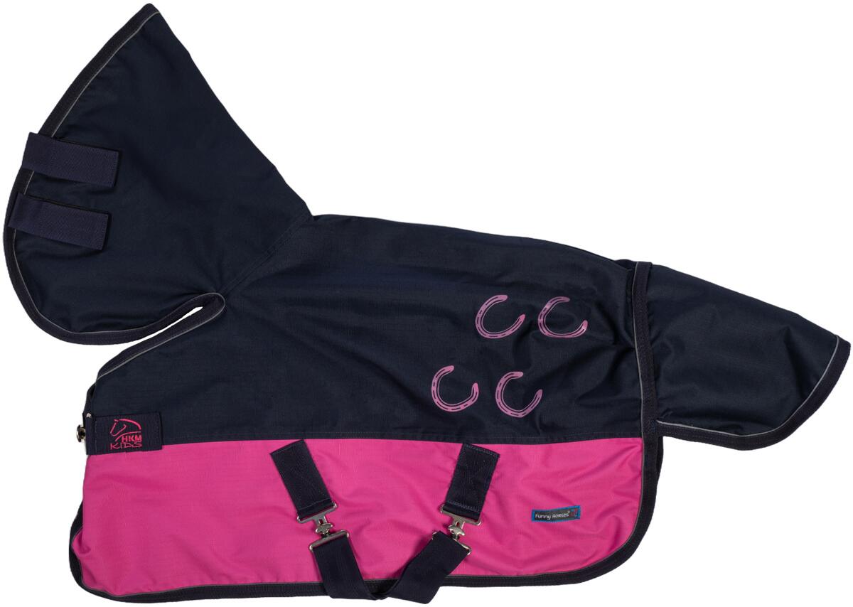 HKM Funny Horses Regendecke, pink/dunkelblau, 65cm