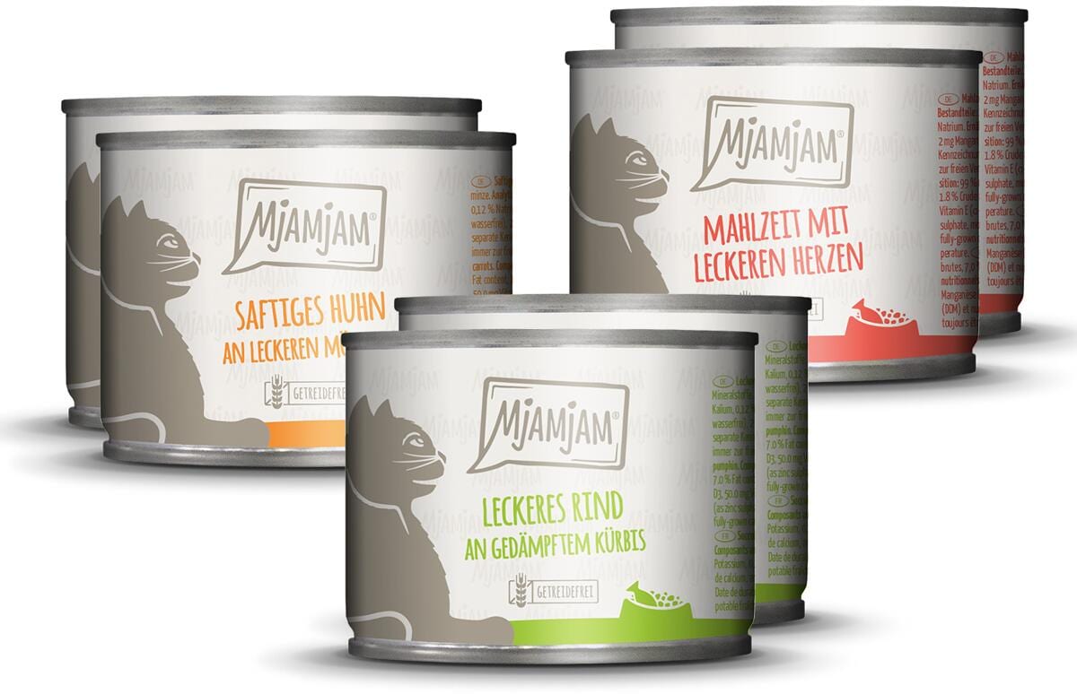 Mjamjam Mahlzeiten Katzenfutter Mixpaket I, 6x200g