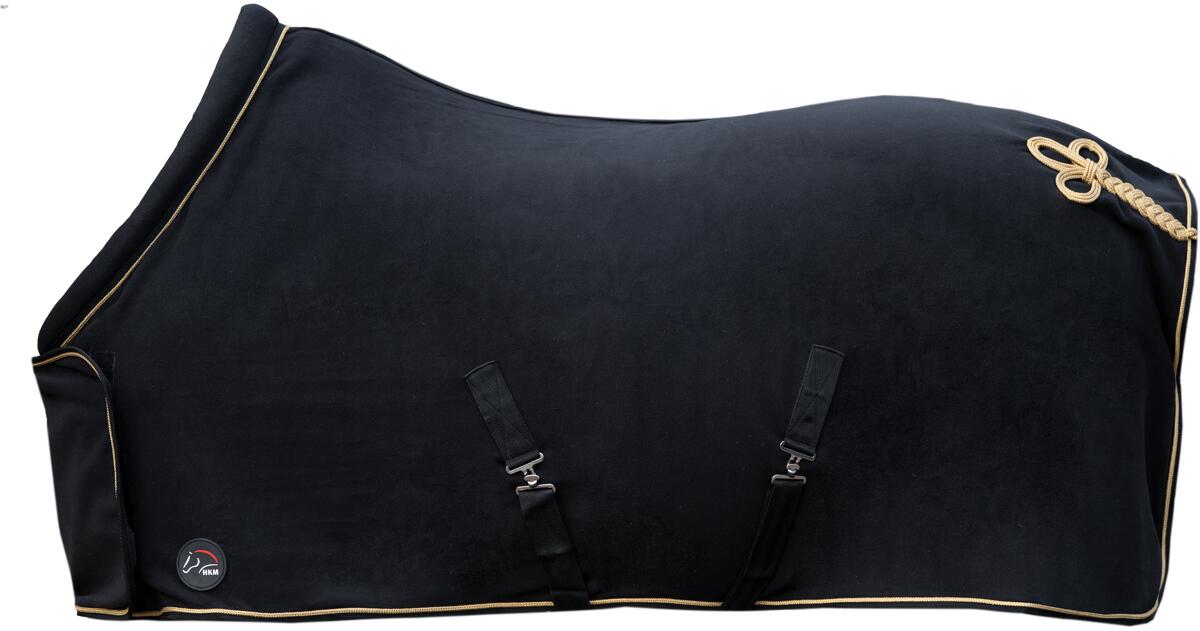 HKM Abschwitzdecke mit Kragen, schwarz/gold, 165cm