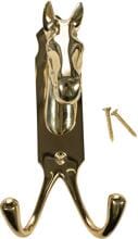 Supporto per testa di cavallo HKM, ottone, con ganci doppi, ottone