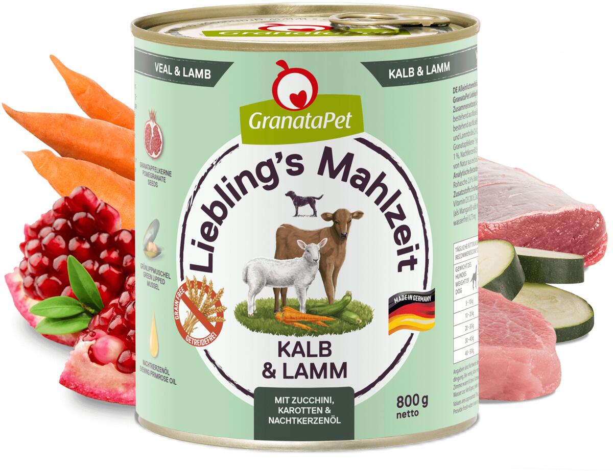 GranataPet Lieblings Mahlzeit Nassfutter mit Kalb & Lamm, 6x800g