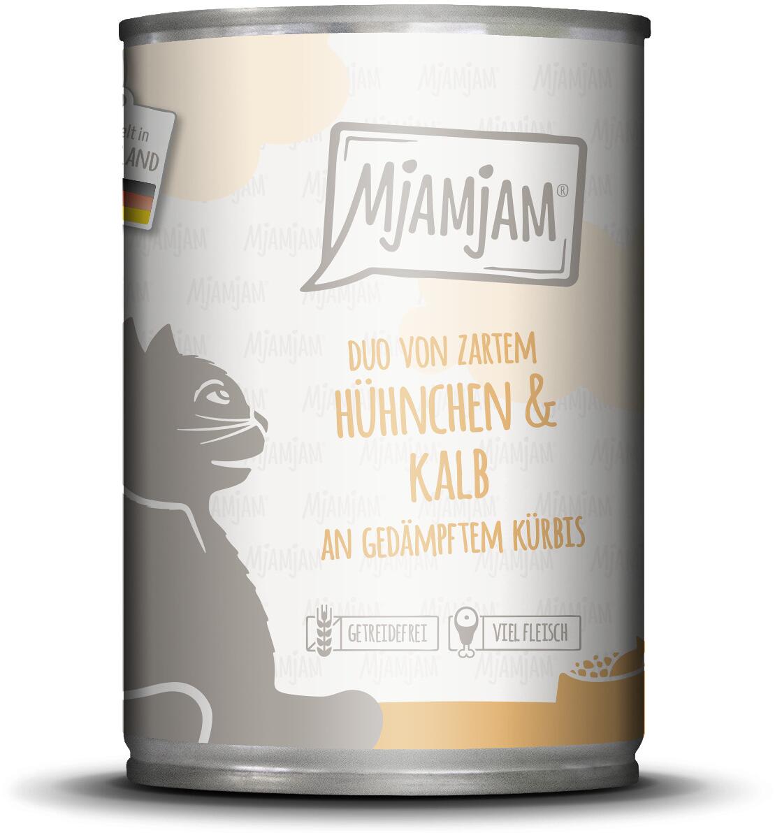 Mjamjam DUO Katzenfutter mit Huhn & Kalb, 6x400g