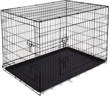 KERBL Pet Gittertransportbox, klappbar, 2 Türen, schwarz, 106x71x77cm