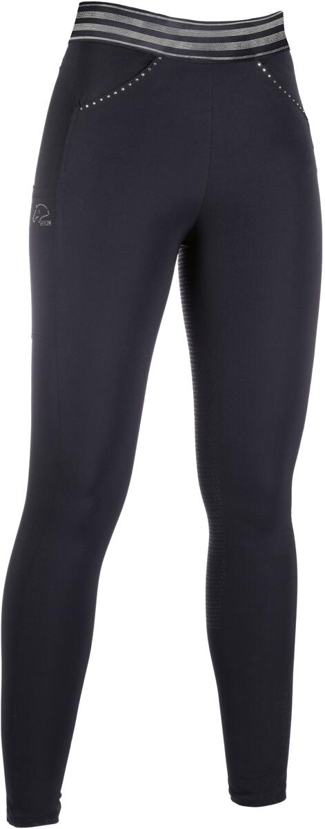 HKM Pull on Reitleggings, Silikon-Vollbesatz, schwarz, 38