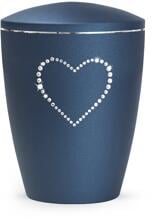 Urna per animali Völsing Elegance Edition, cuore di cristallo, velluto blu navy, 1,5 L