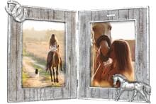 Cornice per dittico di cavalli Happy House, motivo in legno, 40x2,5x25cm