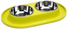 beeztees set stazione di alimentazione con doppia ciotola, verde, 31x19cm