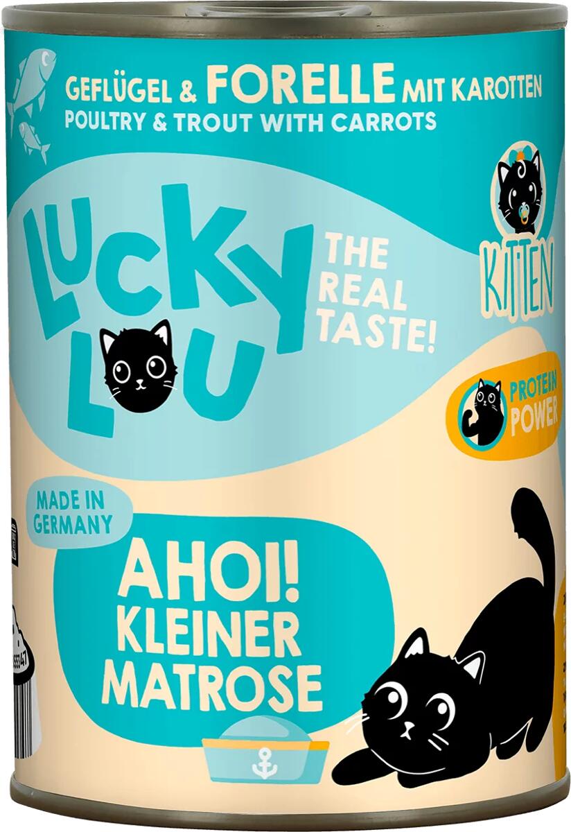 Lucky Lou Lifestage Kitten Nassfutter mit Geflügel & Forelle, 6x400g