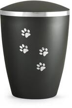 Urna per animali Völsing Elegance Edition, motivo zampe argento lucido, madreperla antracite, 2,8 L