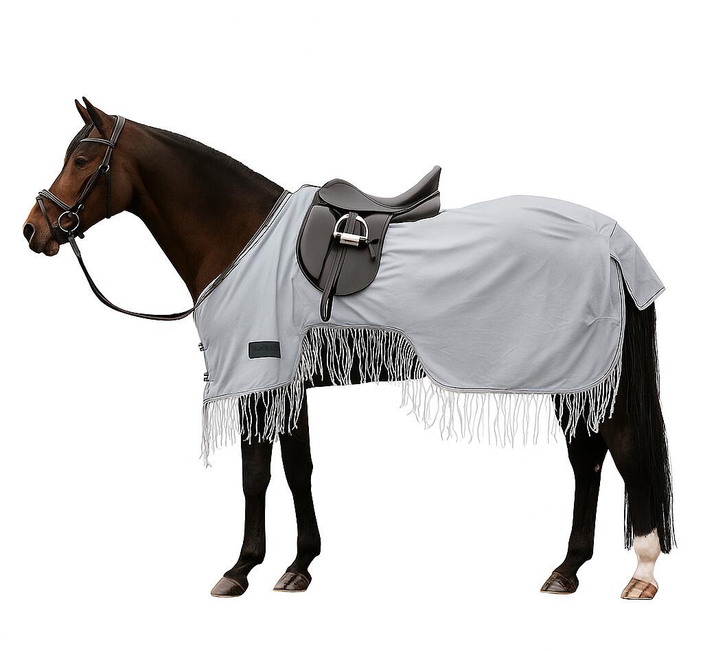 Waldhausen Protect Fliegen-Ausreitdecke mit Fransen, silbergrau, 155cm