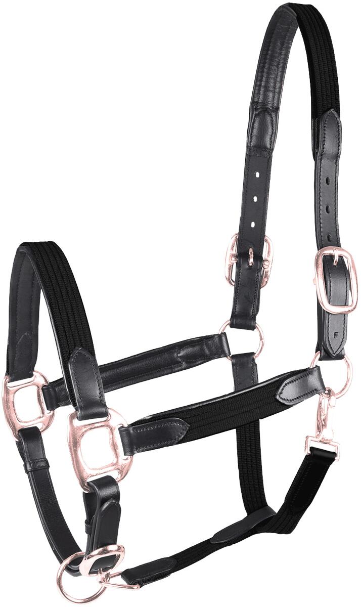 STAR MIX Halfter, schwarz/roségold, Pony