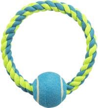 Anello Trixie, corda, con pallina da tennis, ø6cm/ø18cm, colori assortiti