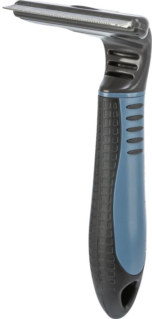 Trixie Carding-Striegel, Kunststoff/Metallklinge, 8x14cm, dunkelgrau/blau